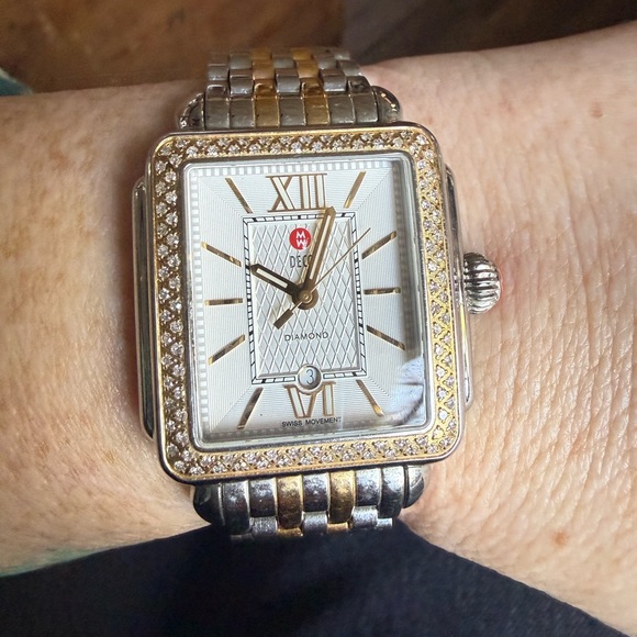 Michele Deco Madison MW06T01C5966 Yellow Gold 33mm Diamond Bezel- two tone - Picture 11 of 11